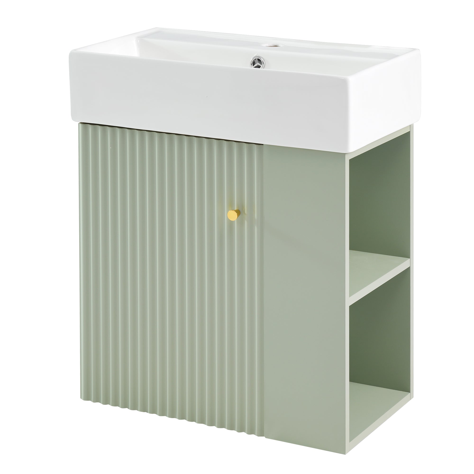 [variant:N729P170388F] Floating Bathroom Vanity with Ceramic Basin – 21.6-Inch, Green image 12