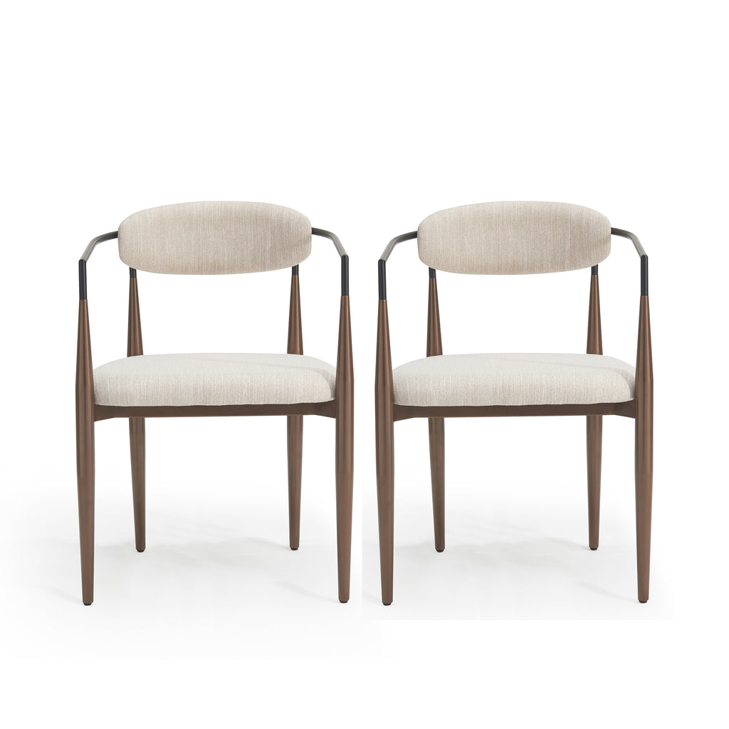[variant:N872P280326H] Set of 2 Beige Upholstered Metal Dining Chairs image 2