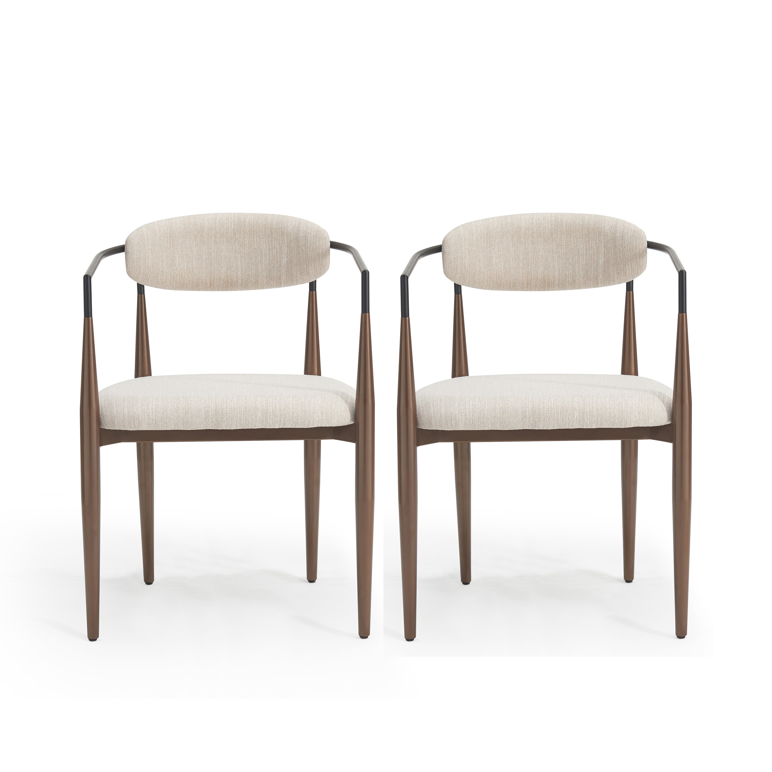 [variant:N872P280326H] Set of 2 Beige Upholstered Metal Dining Chairs image 2