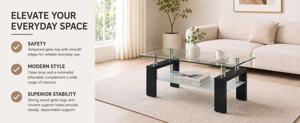 Modern Tempered Glass Coffee Table – Natural or Black — [variant:W3738P499161] Black image 14