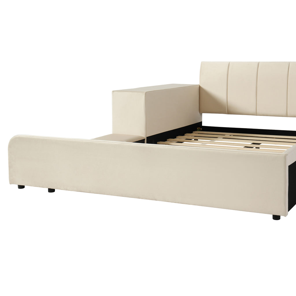 [variant:N850S00111A-1] Full Upholstered Floor Bed with Desk and Stool image 16