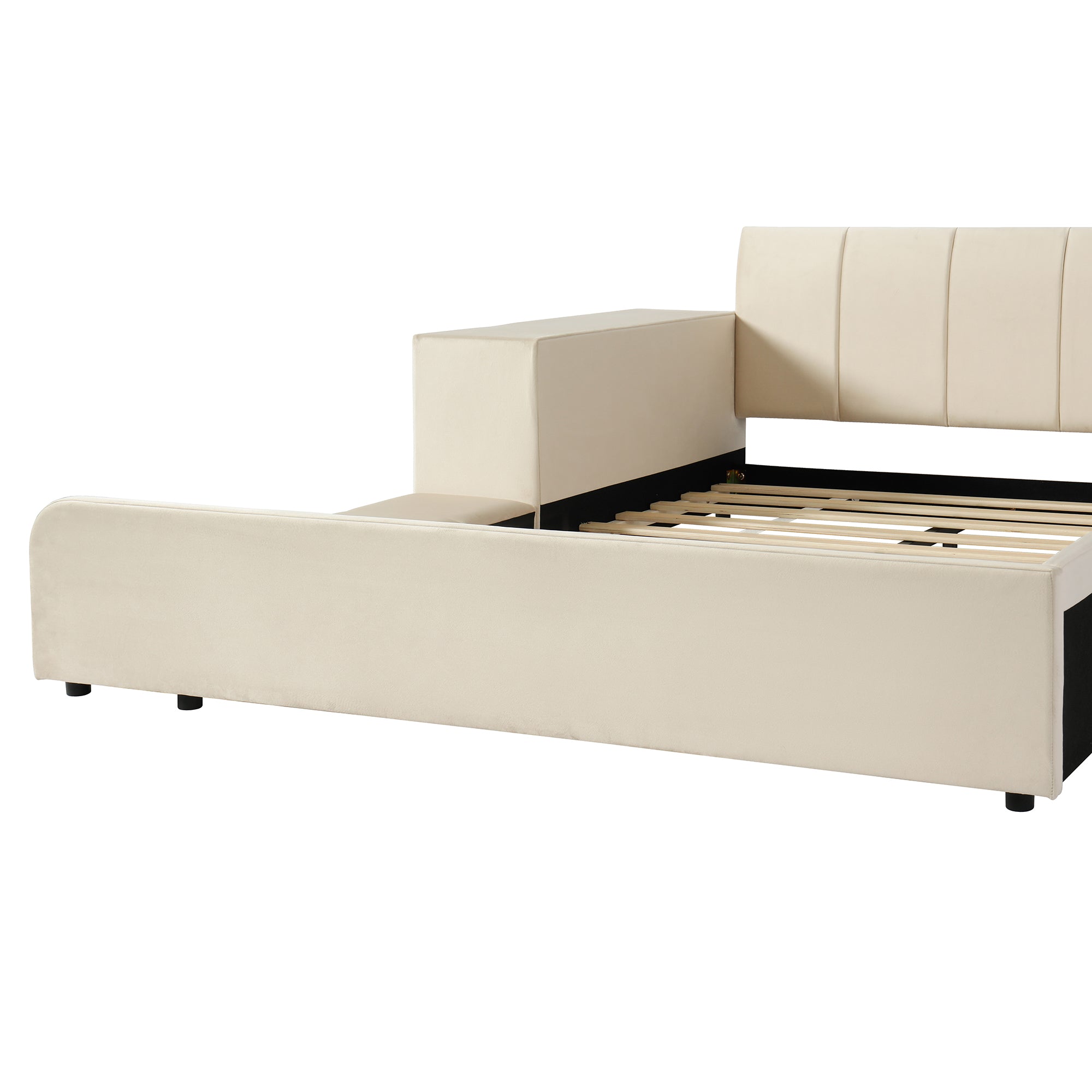 [variant:N850S00111A-1] Full Upholstered Floor Bed with Desk and Stool image 16