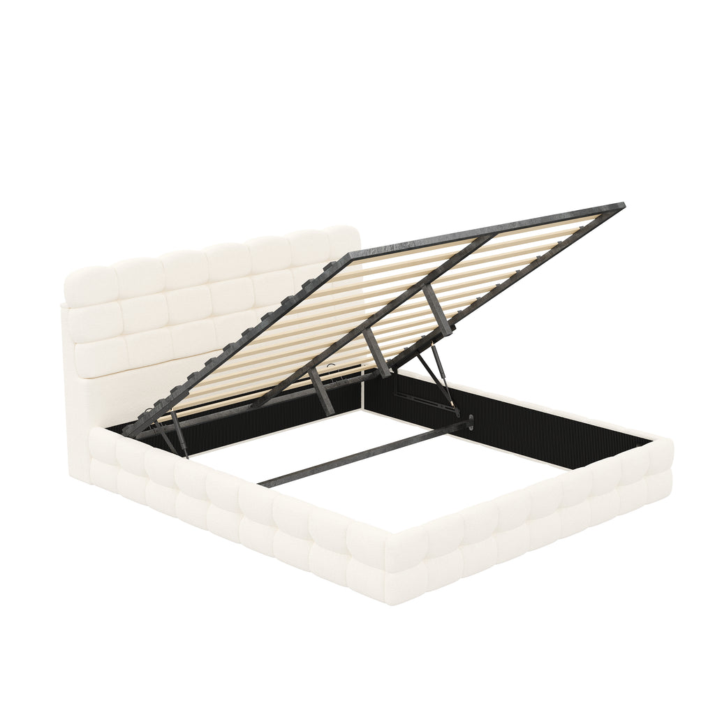 [variant:HS451572AAK] Queen Hydraulic Lift Storage Bed – Cream White image 12
