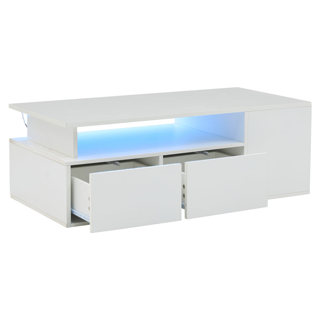 [variant:N892P428788W] High-Gloss LED Coffee Table with Open Storage image 47