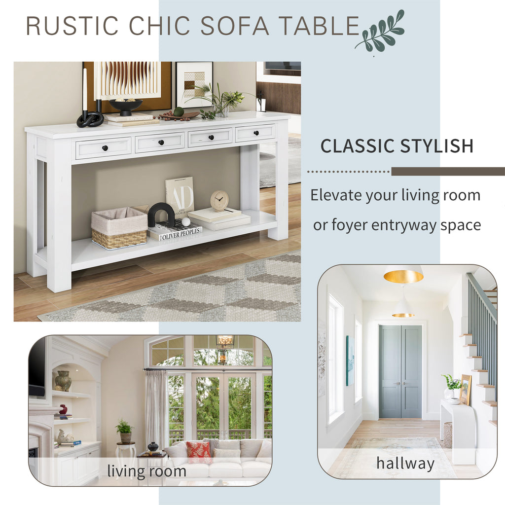 [variant:N852P245606K] Console Table with Drawers & Bottom Shelf – Antique White image 10