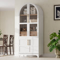 [variant:N853P387772W] Arched Pantry Cabinet with Glass Door – 71-Inch – White image 1