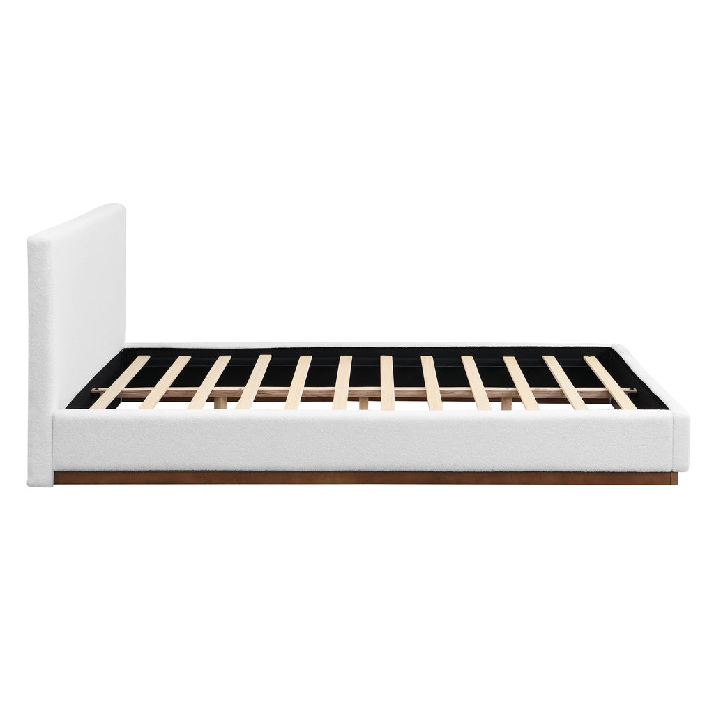 [variant:N891Q440165A] Queen Bouclé Platform Bed with Solid Wood Base – White image 8