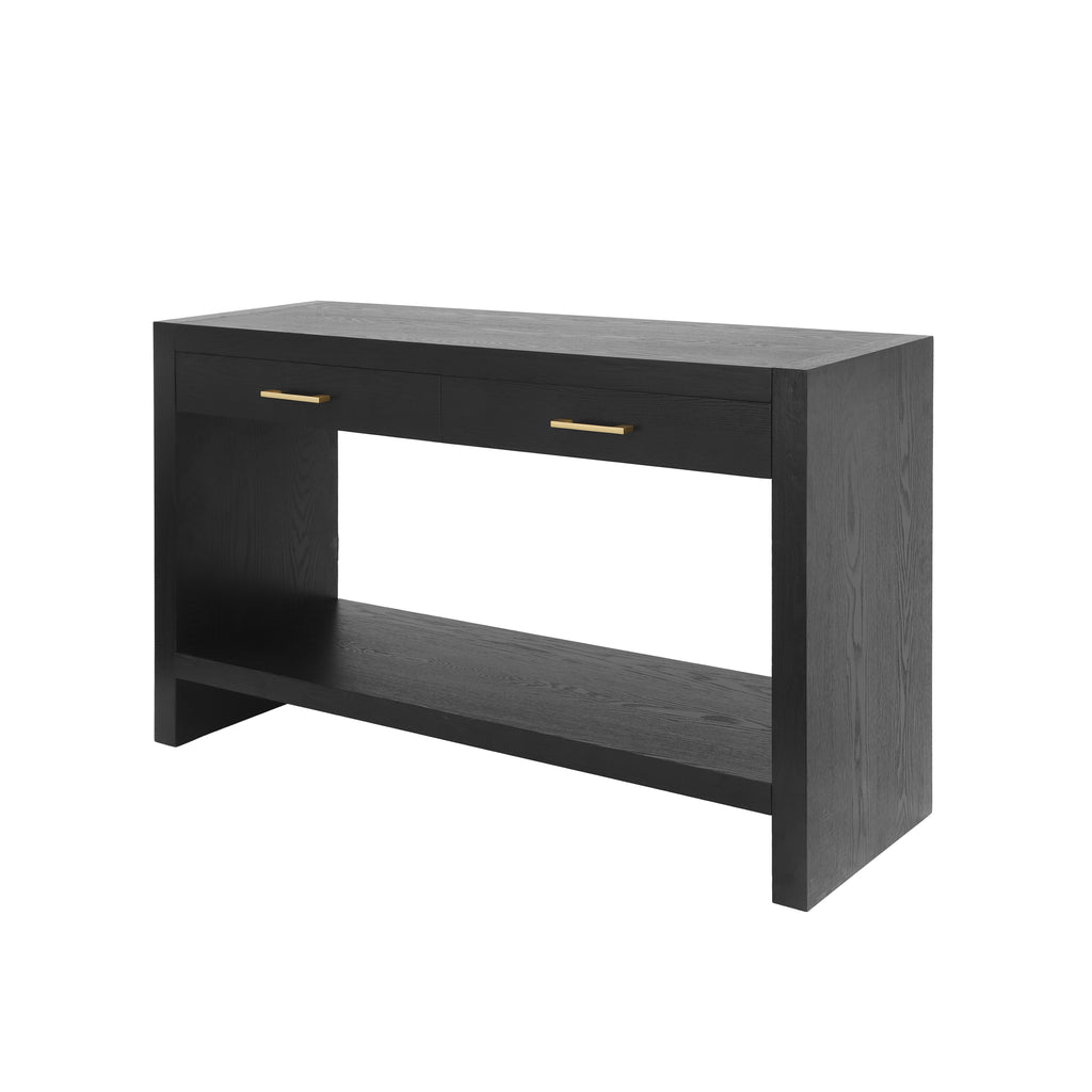 Farmhouse Console Table with Drawers & Storage Shelf — [variant:N876P351923B] Black image 7