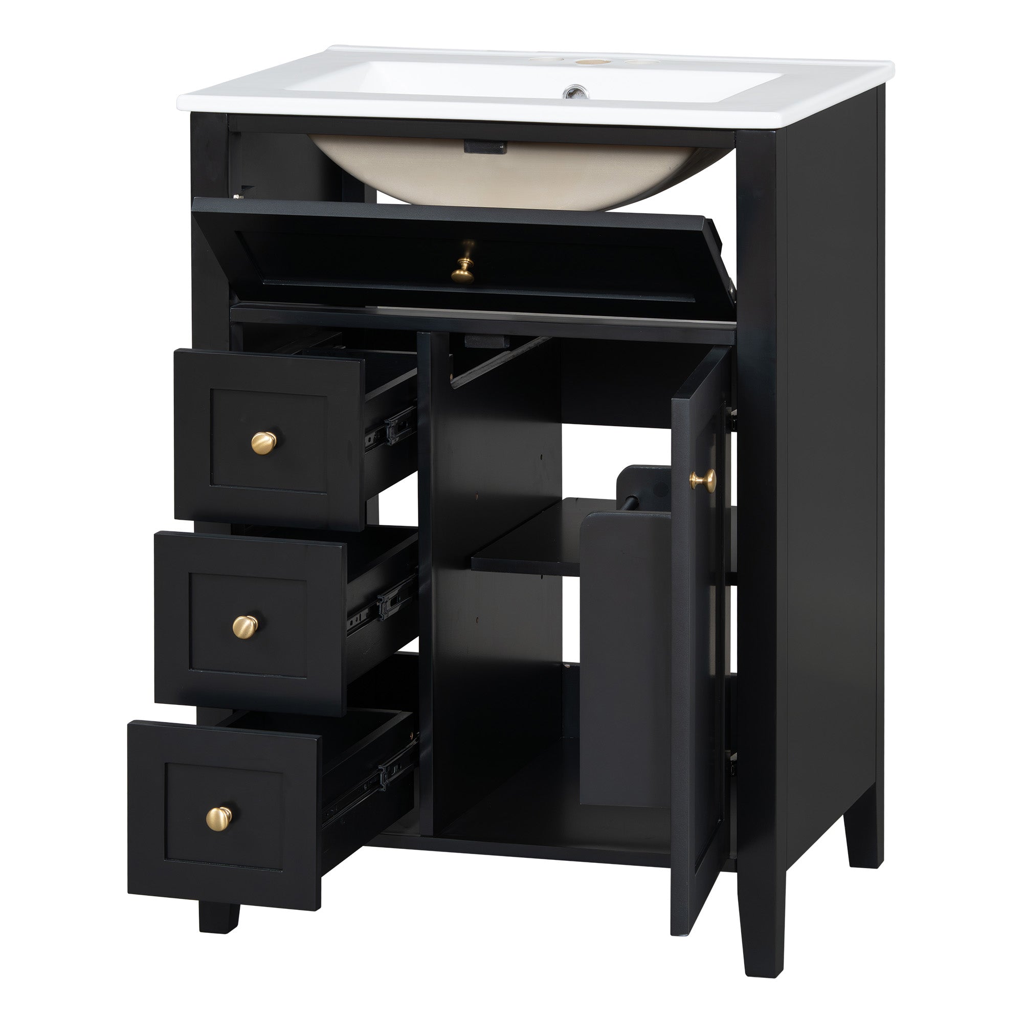 [variant:N725P280631B] Black Bathroom Vanity with Ceramic Sink – 24-Inch image 19