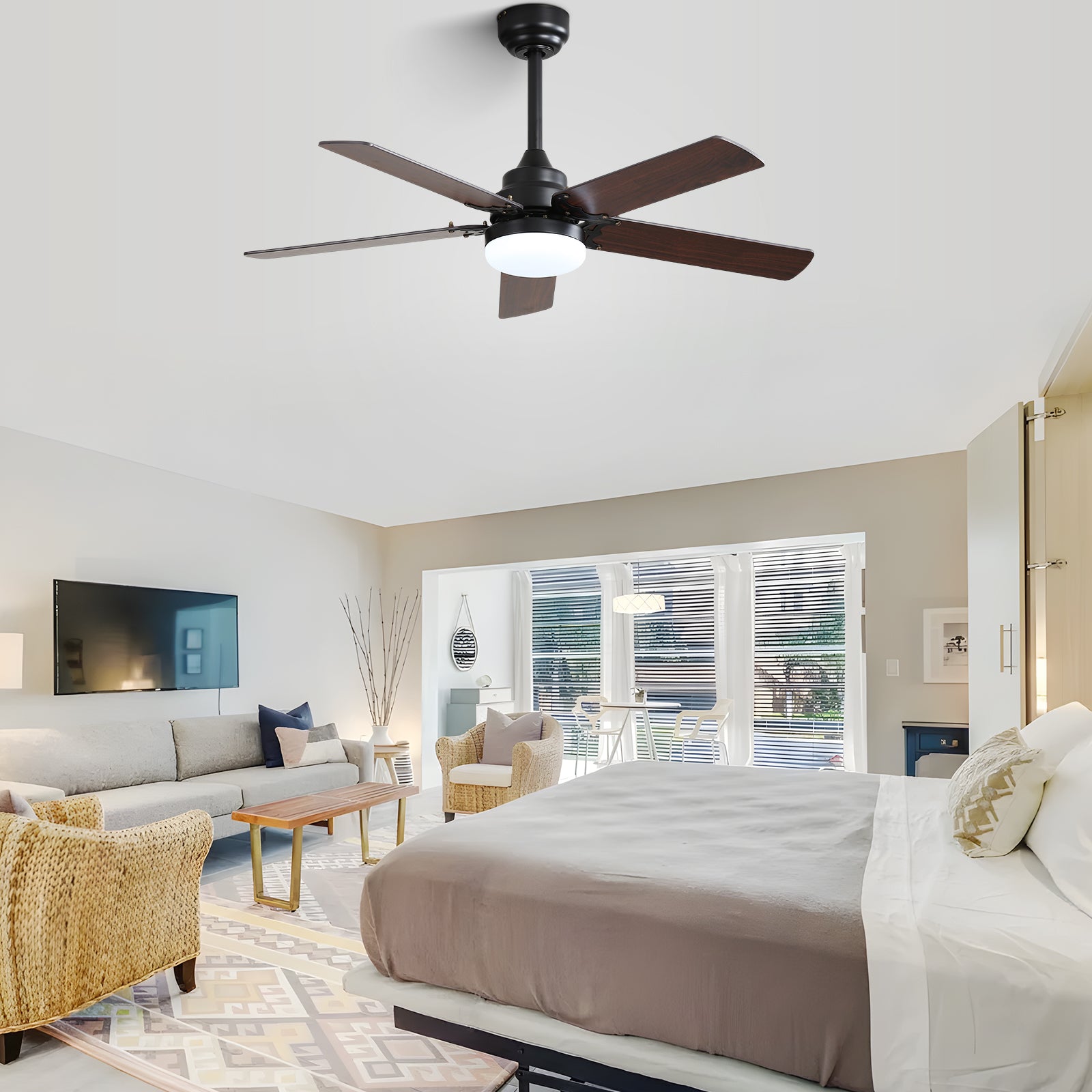 [variant:W5691P515283] Matte Black Ceiling Fan with Dimmable Light – 42-Inch image 4