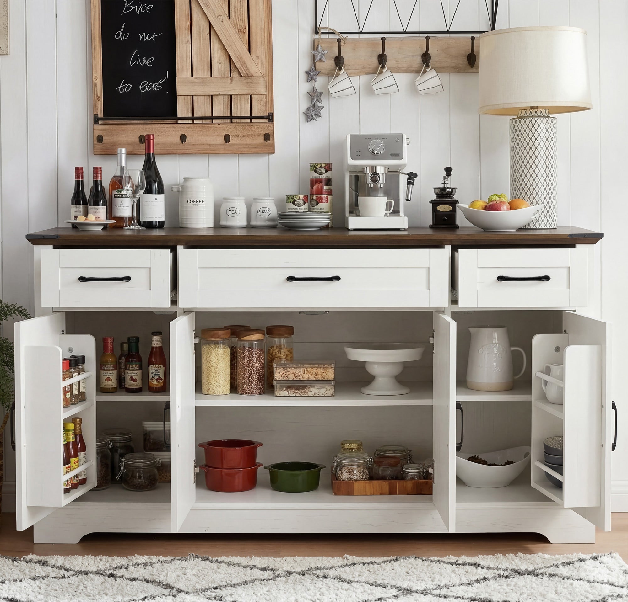 [variant:N853P444963W] 55-Inch Farmhouse Buffet Cabinet with Drawers image 21