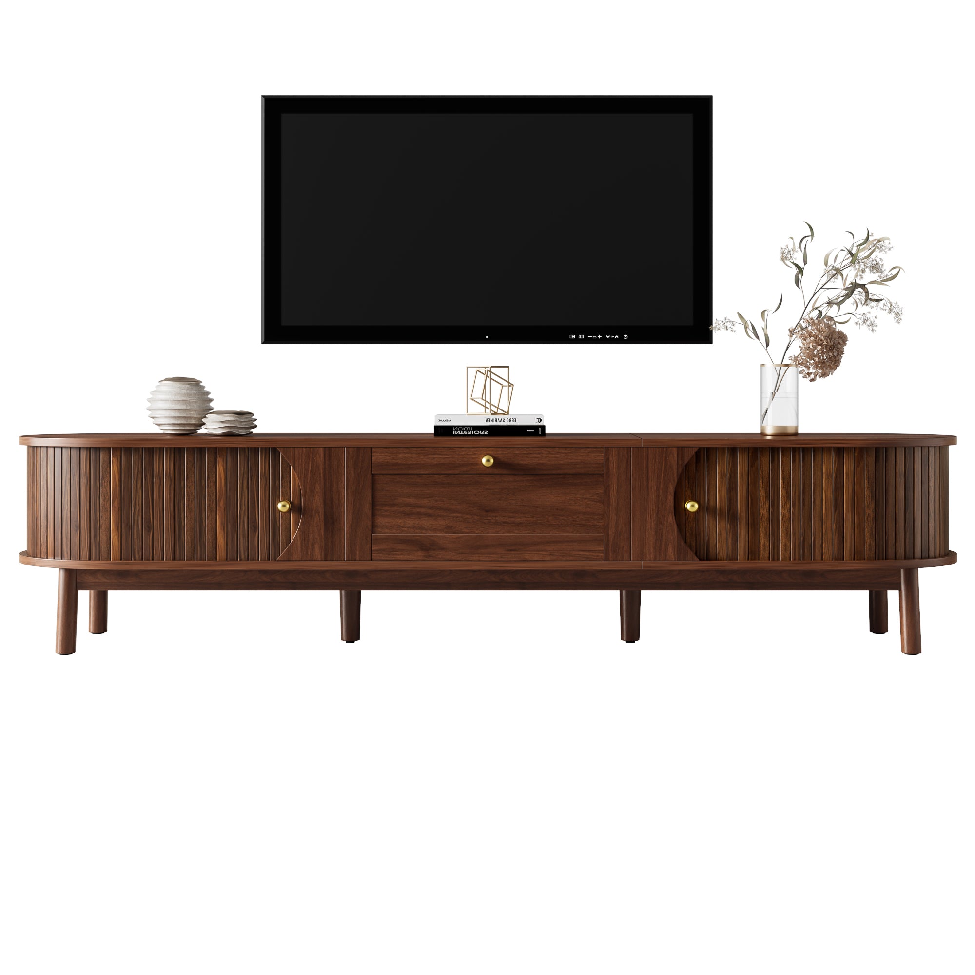 [variant:N875P452044N] Walnut TV Stand with Sliding Doors – 67-Inch image 7