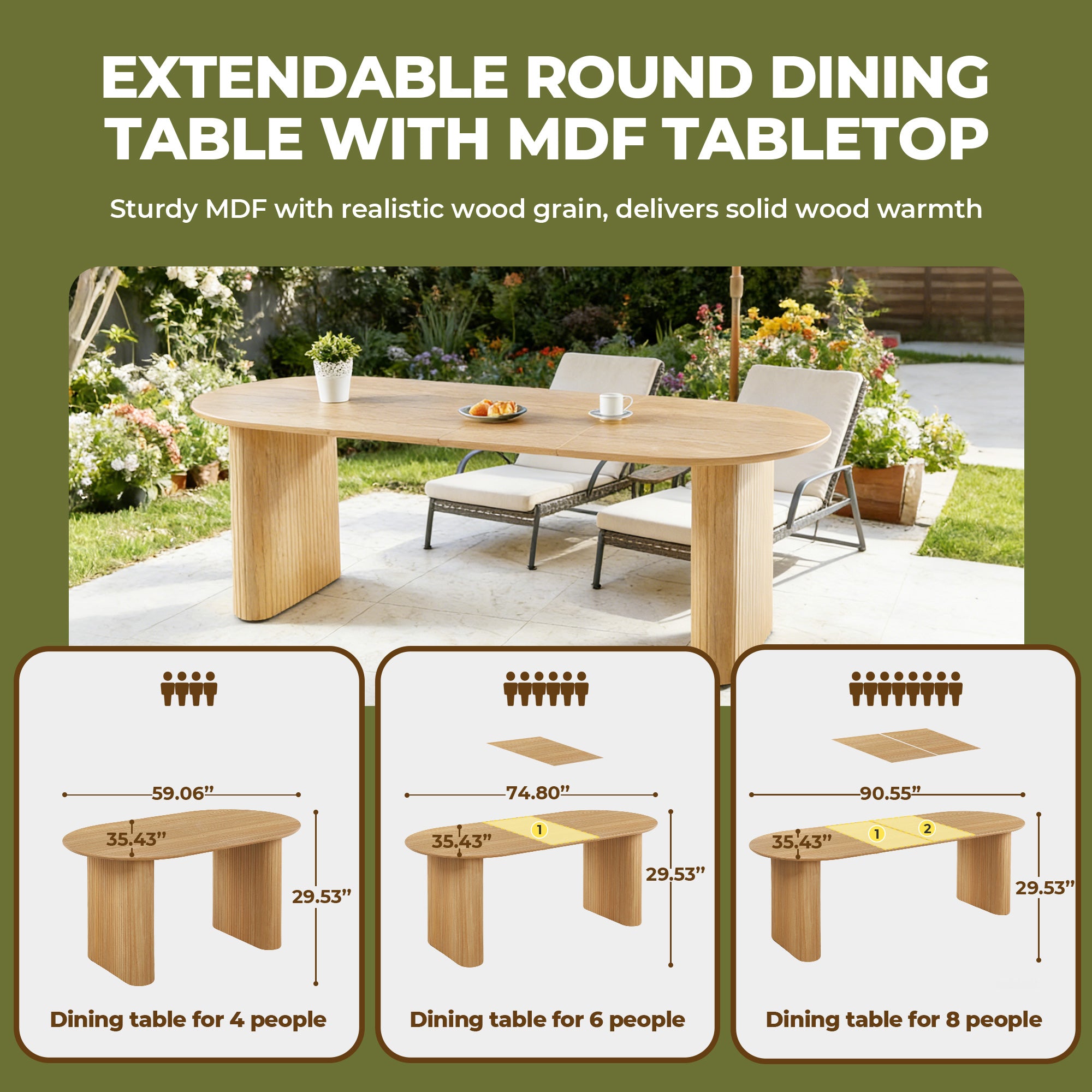 Extendable Oval Dining Table – Oak or Walnut — [variant:W3808S00001] Oak image 4