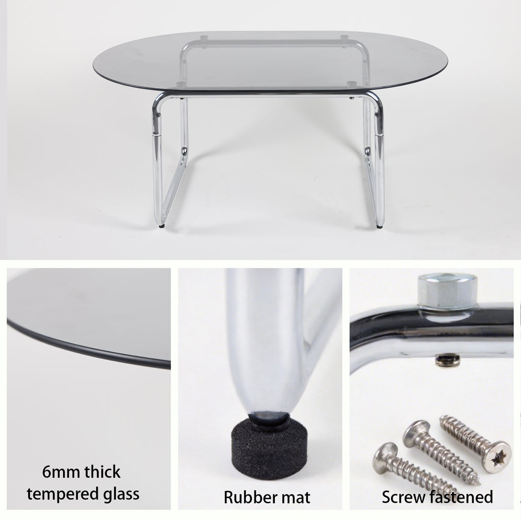 Curved Tempered-Glass Coffee Table — [variant:W3738P499158] Grey image 4
