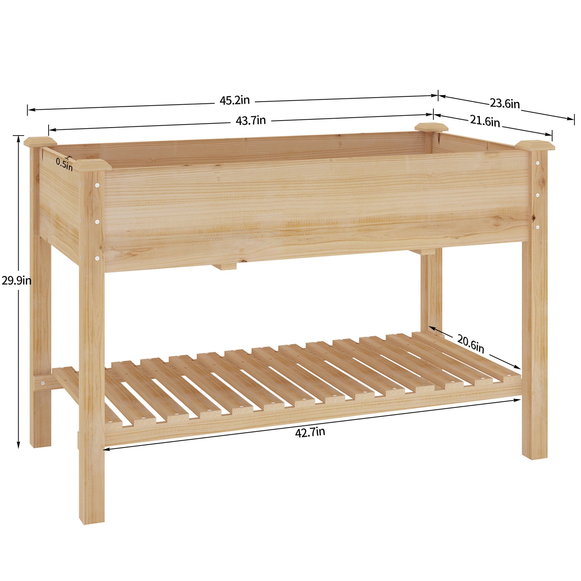 [variant:W3686P439295] Two-Tier Wooden Raised Garden Bed with Shelves image 11