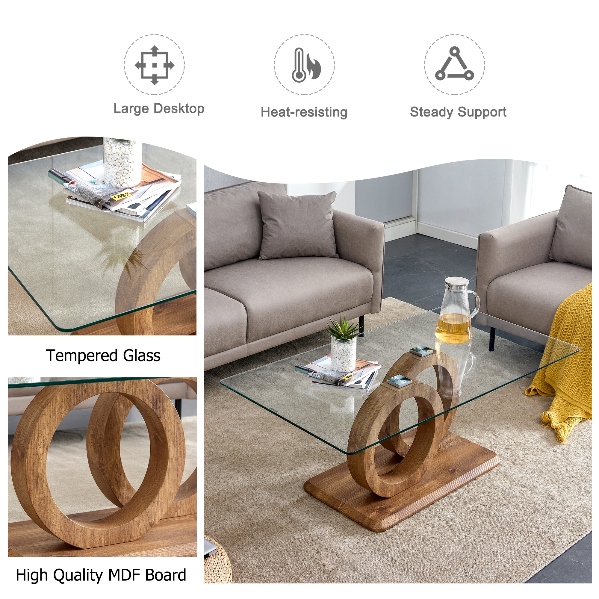 [variant:W3806P439658] Double-Ring Glass Coffee Table image 6
