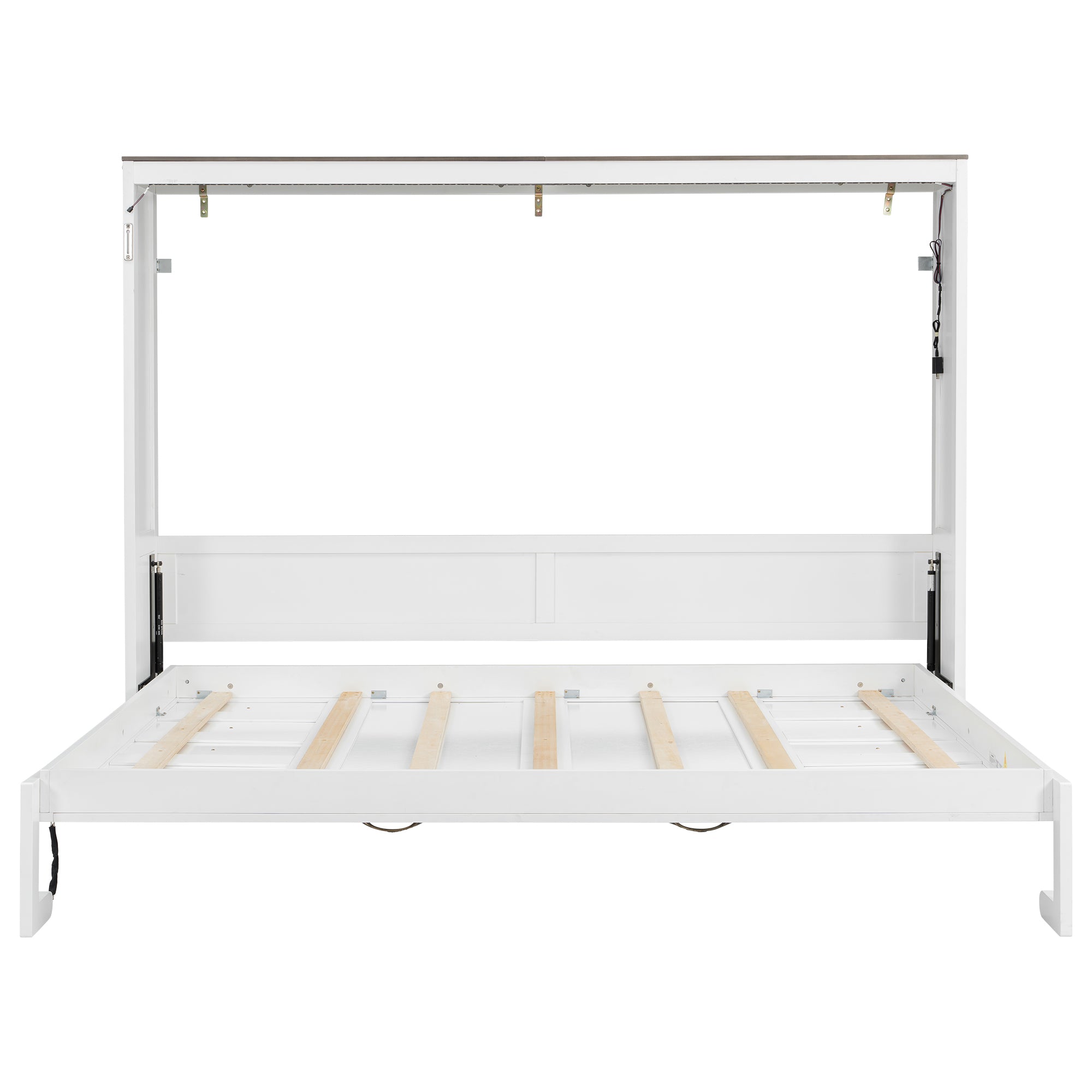 [variant:N8470004035K-1] Queen LED Murphy Bed Cabinet – White and Brown image 13