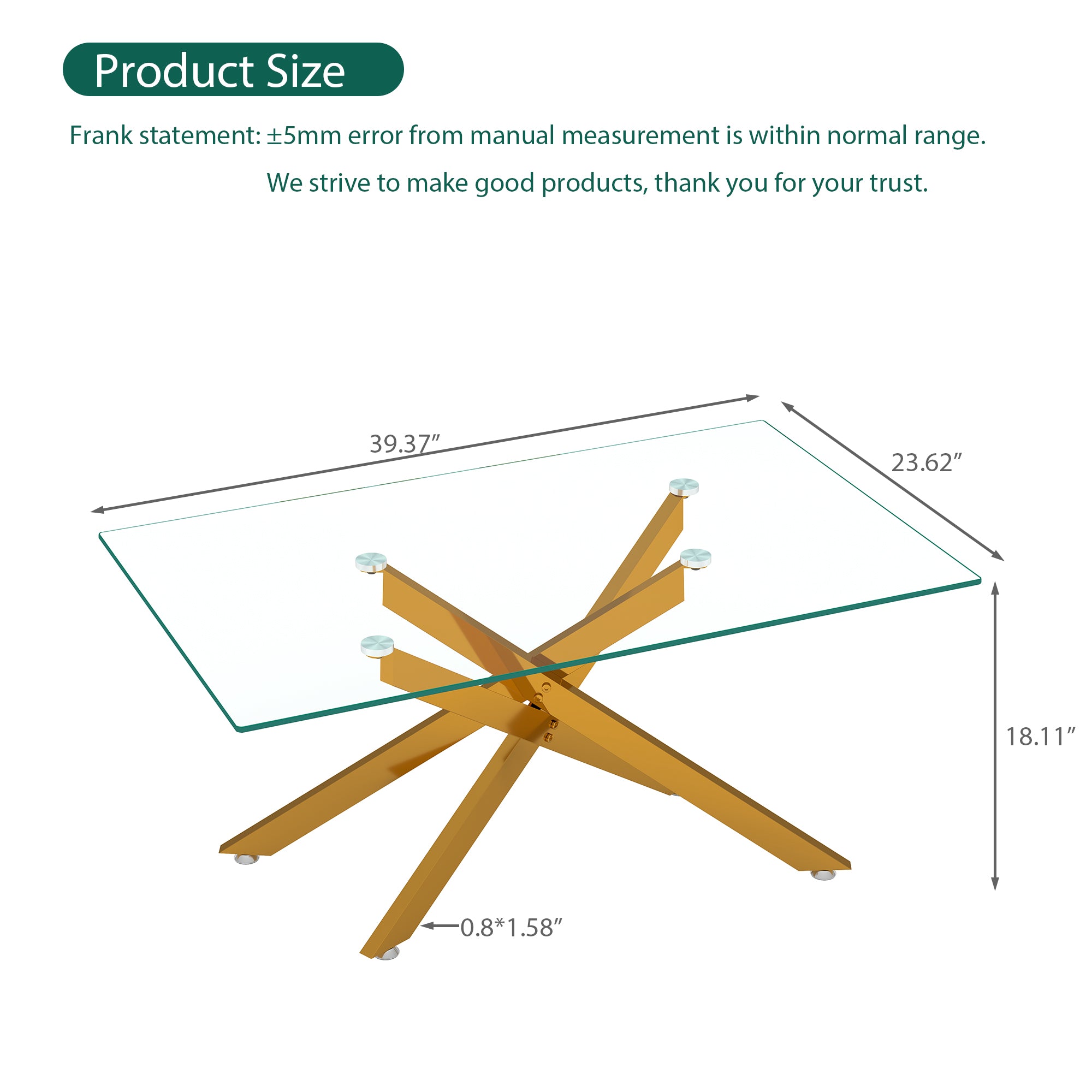 [variant:W3856P411924] 39-Inch Rectangular Glass Coffee Table with Gold Legs image 7