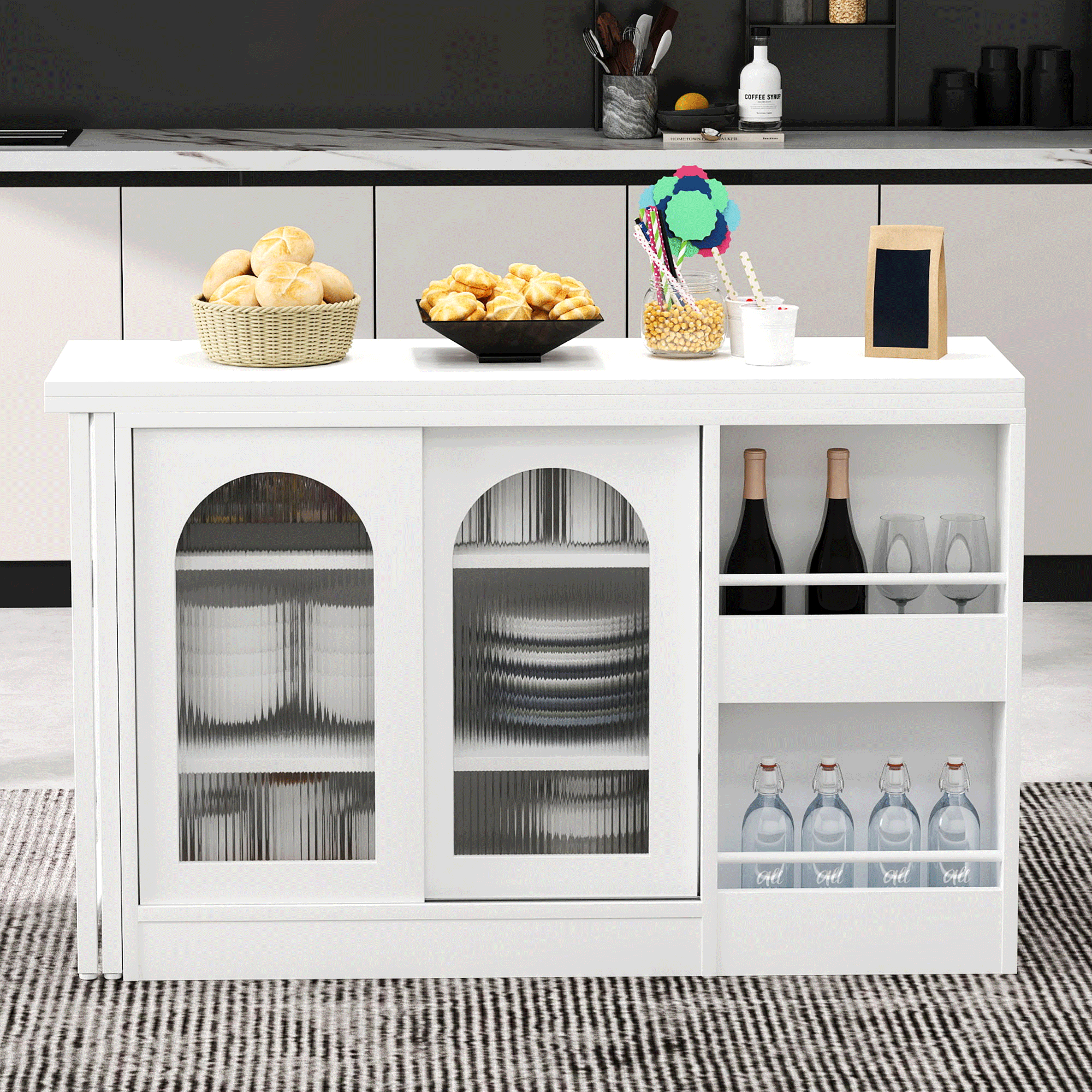[variant:XW000025AAK-CA] Rotating Bar Table with Storage – White image 1