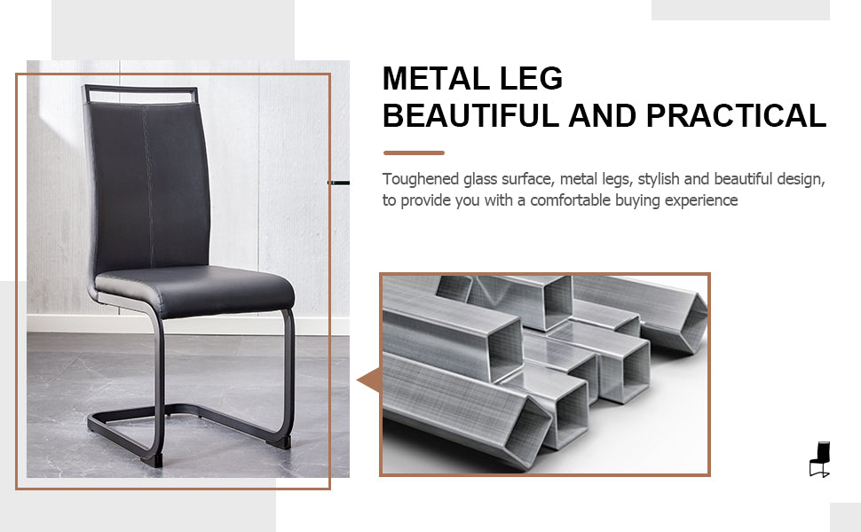 [variant:W3806P404689] Set of 2 Black PU Leather Dining Chairs image 8