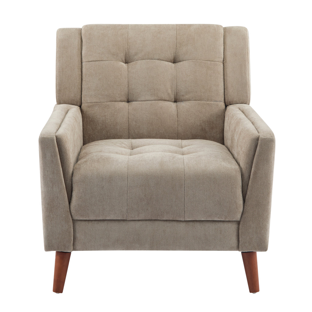 [variant:N898P442867L] Light Brown Chenille Mid-Century Armchair image 2