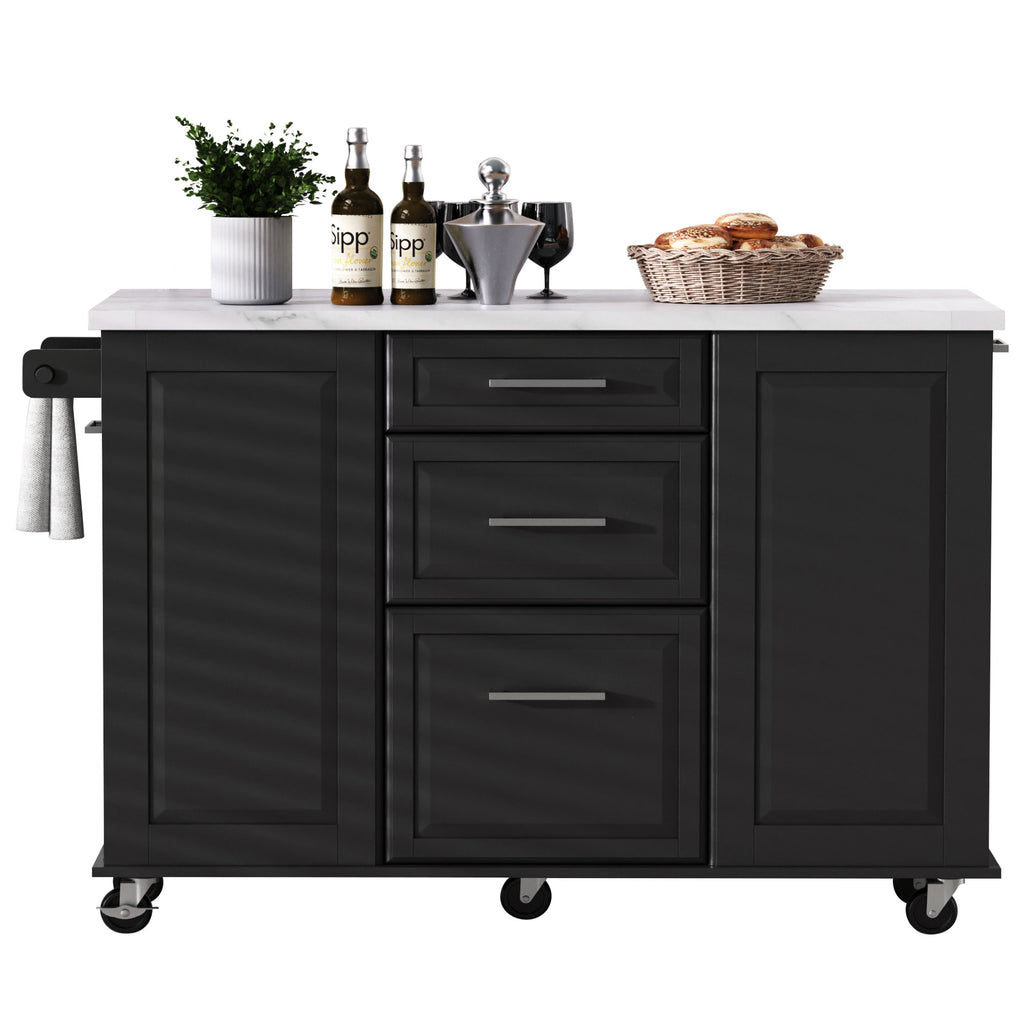 [variant:N853P390045B] Rolling Kitchen Island with Tilt-Out Trash Cabinet – Black, 50.7-Inch image 36