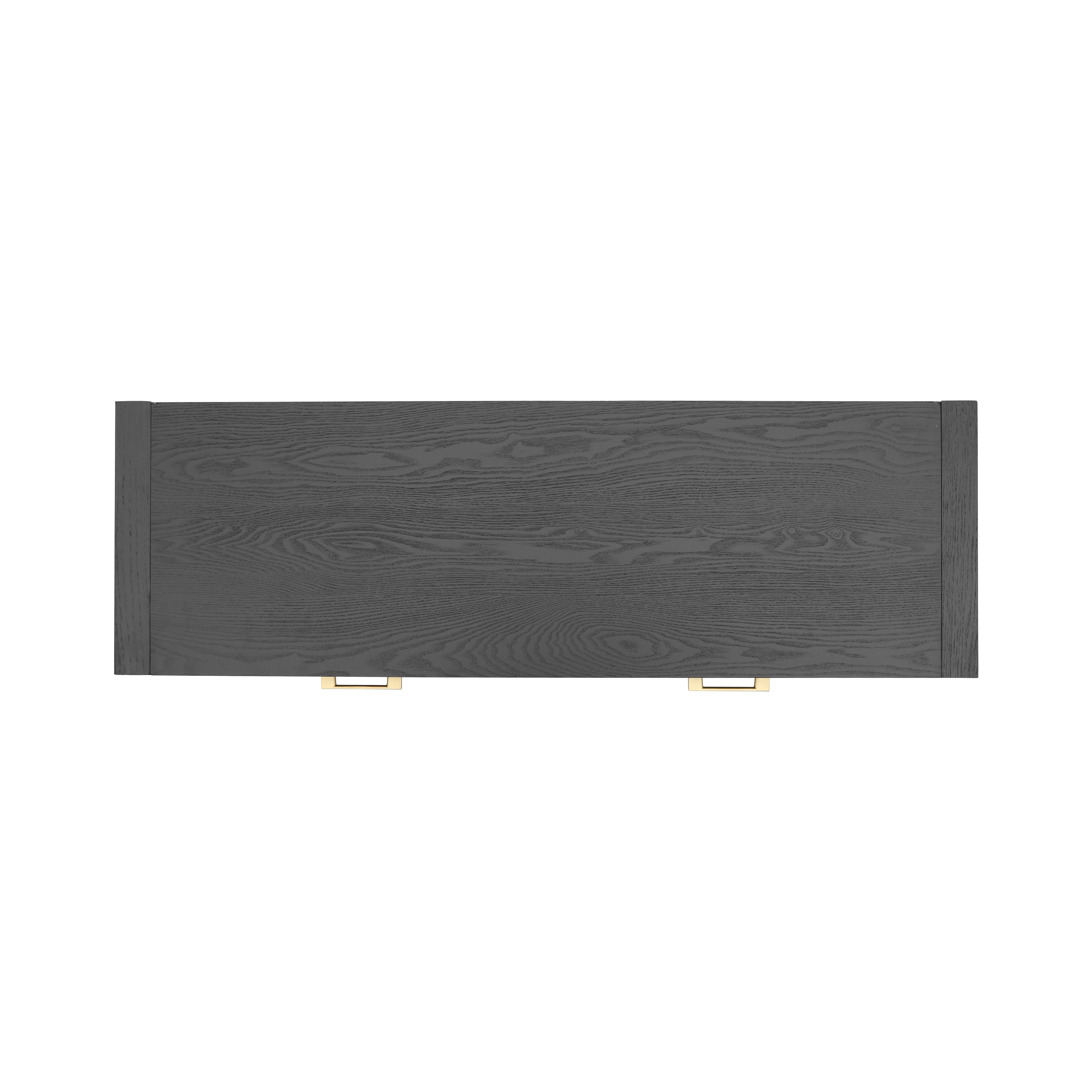 Farmhouse Console Table with Drawers & Storage Shelf — [variant:N876P351923B] Black image 10