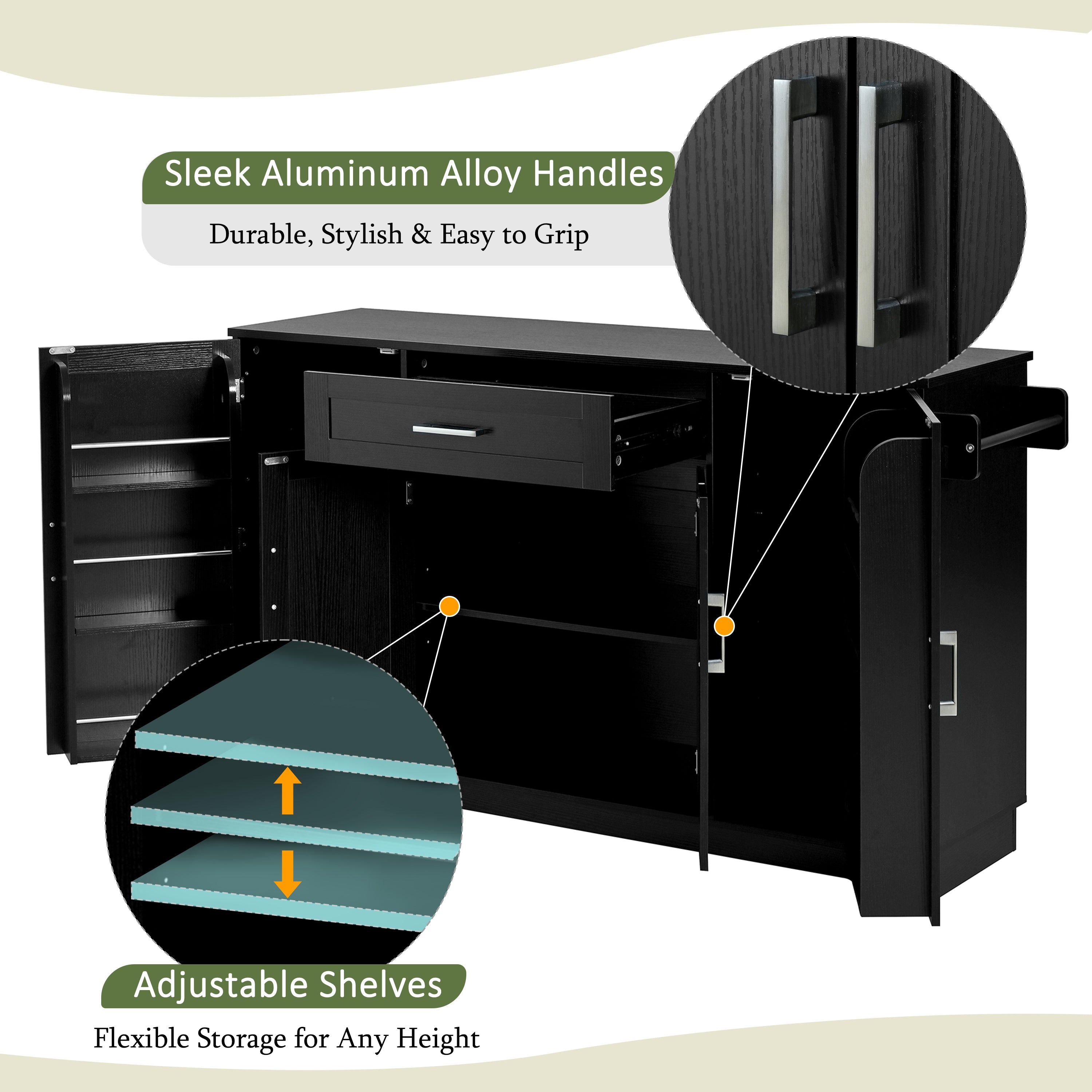 [variant:N889P443144B] Modern 4-Door Sideboard with Drawer image 7