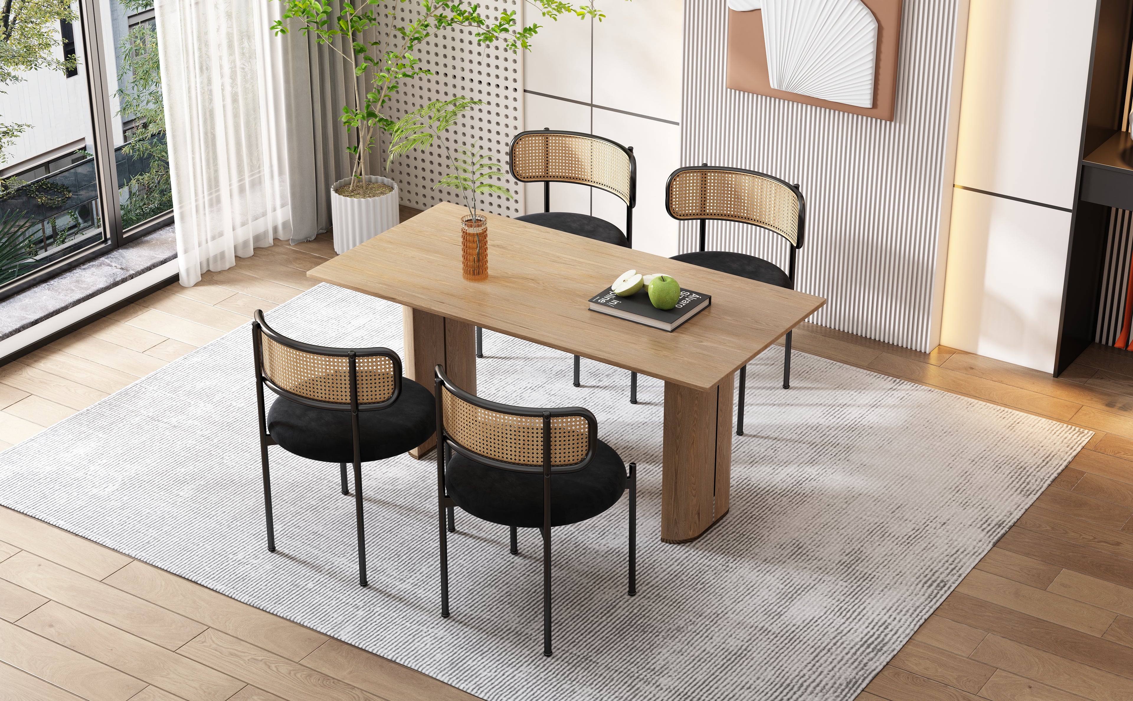 [variant:N859P374642S] Set of 4 Modern Black Velvet Dining Chairs image 21