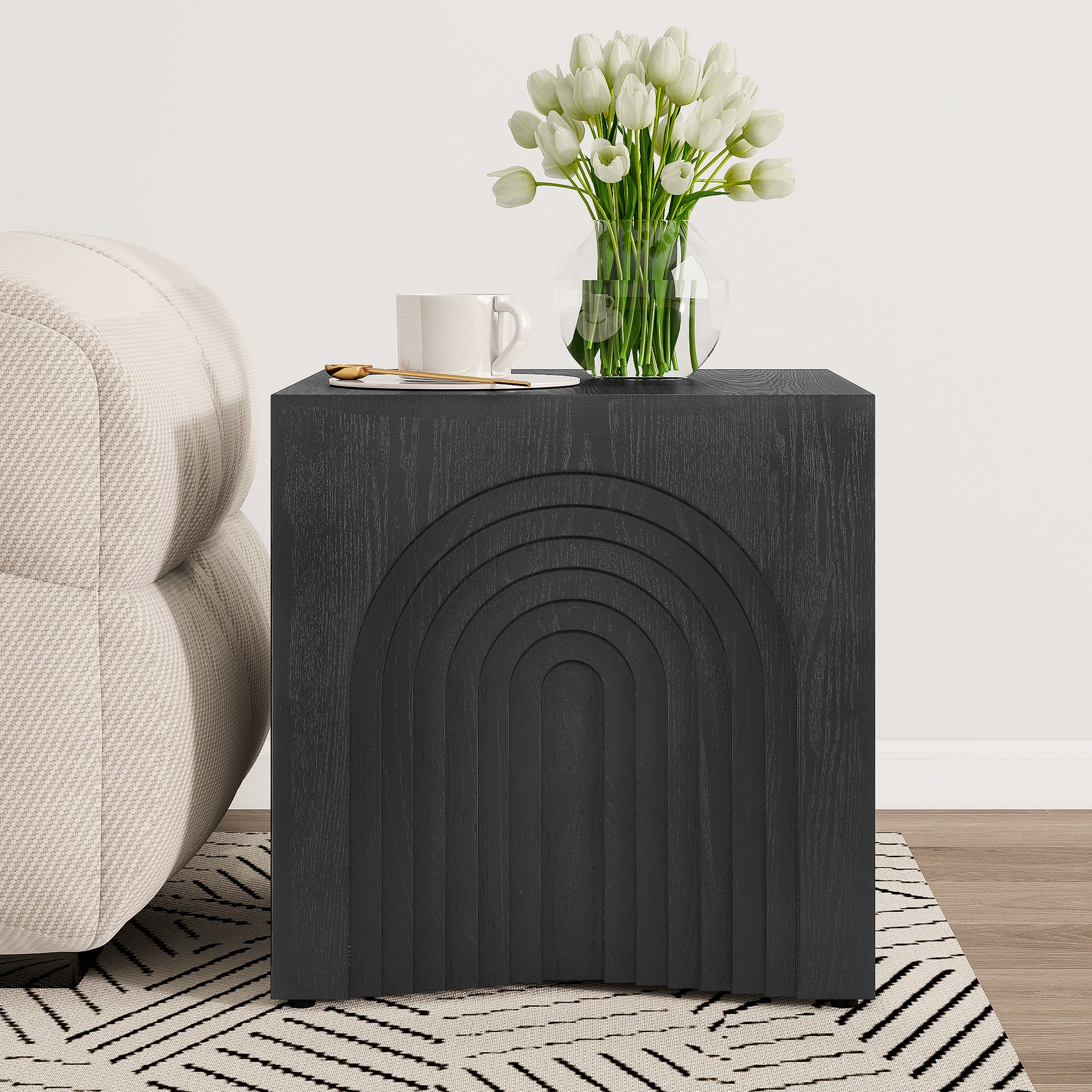 [variant:N876P386371B] Round Wood End Table – Black image 1