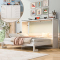[variant:N8470004035K-1] Queen LED Murphy Bed Cabinet – White and Brown image 1