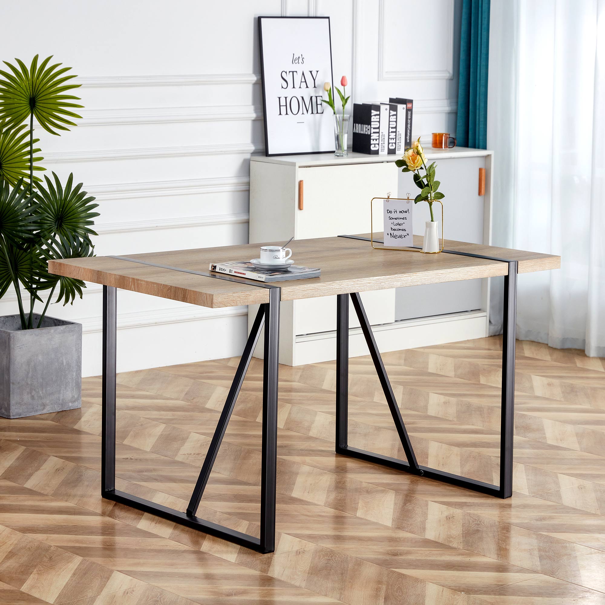 [variant:W3806P405273] Wood-Grain Dining Table – 55-Inch image 13