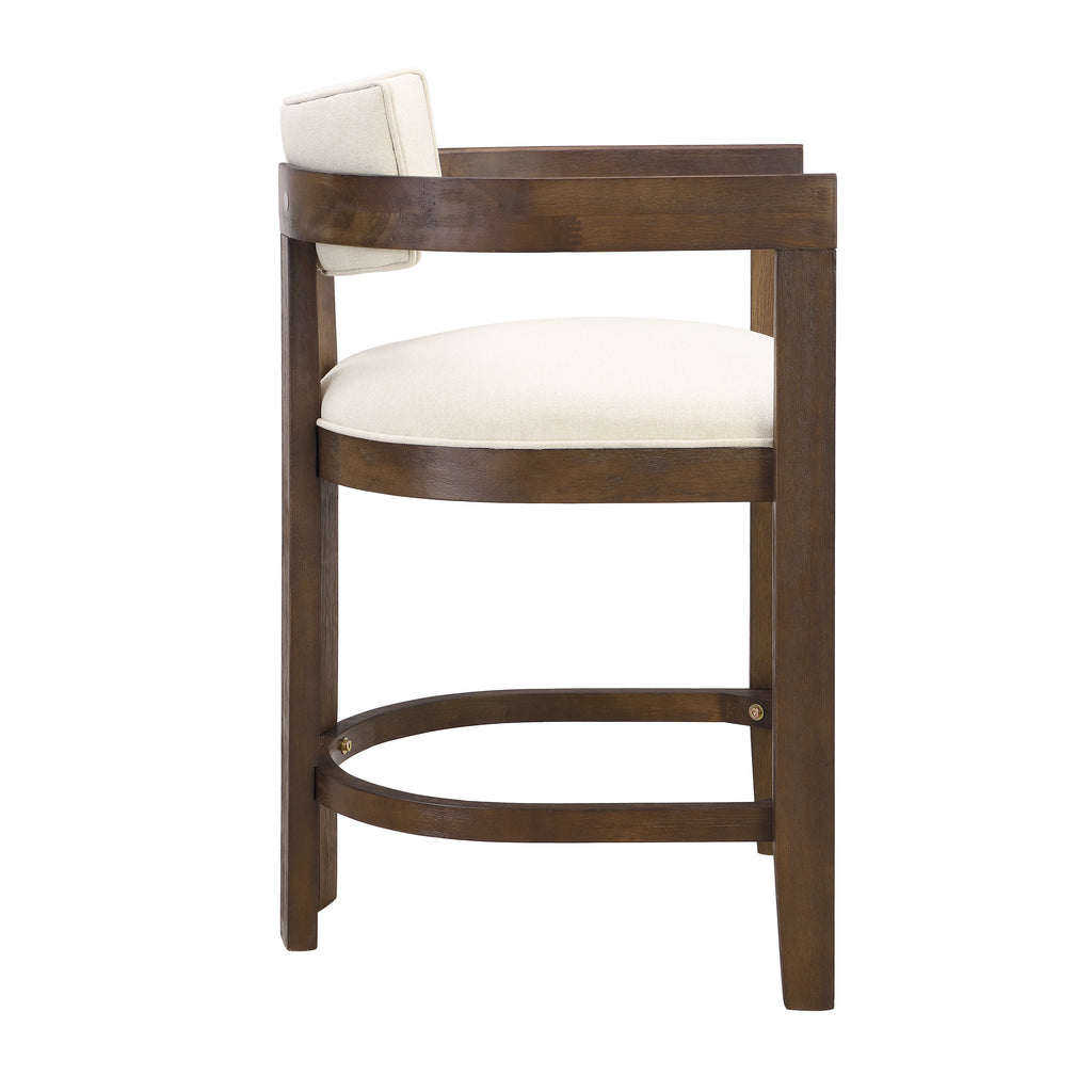 Set of 2 Upholstered Counter Stools — [variant:N872P375625T] Beige,Walnut image 11