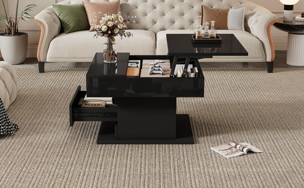 [variant:N892P423296B] Black 360° Rotating Lift-Top Coffee Table image 2