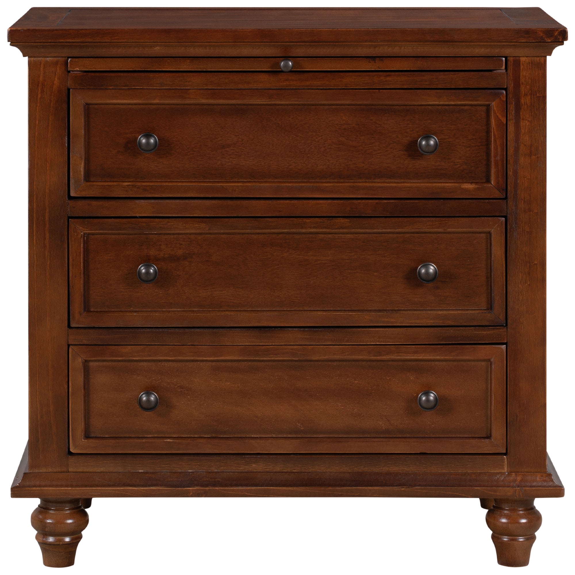 3-Drawer Nightstand with Pull-Out Tray – 27.6-Inch — [variant:N889P444139D] Brown image 7