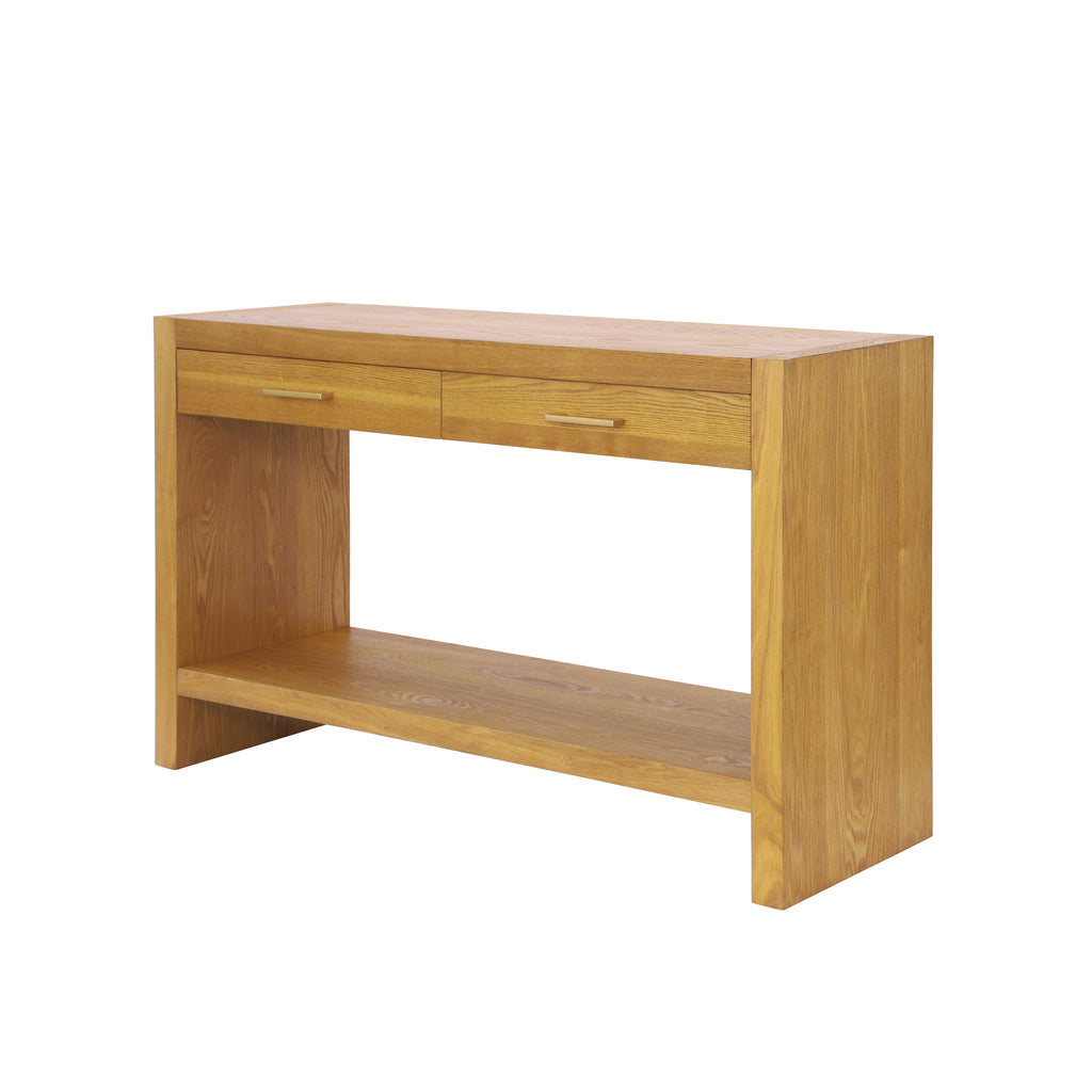 Farmhouse Console Table with Drawers & Storage Shelf — [variant:N876P351923D] Natural image 7