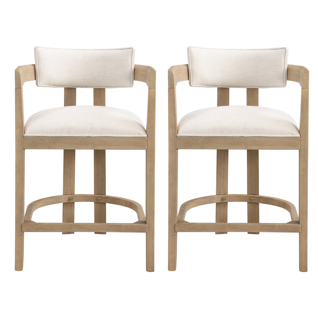 Set of 2 Upholstered Counter Stools — [variant:N872P375625A] Beige,Natural Ash image 2