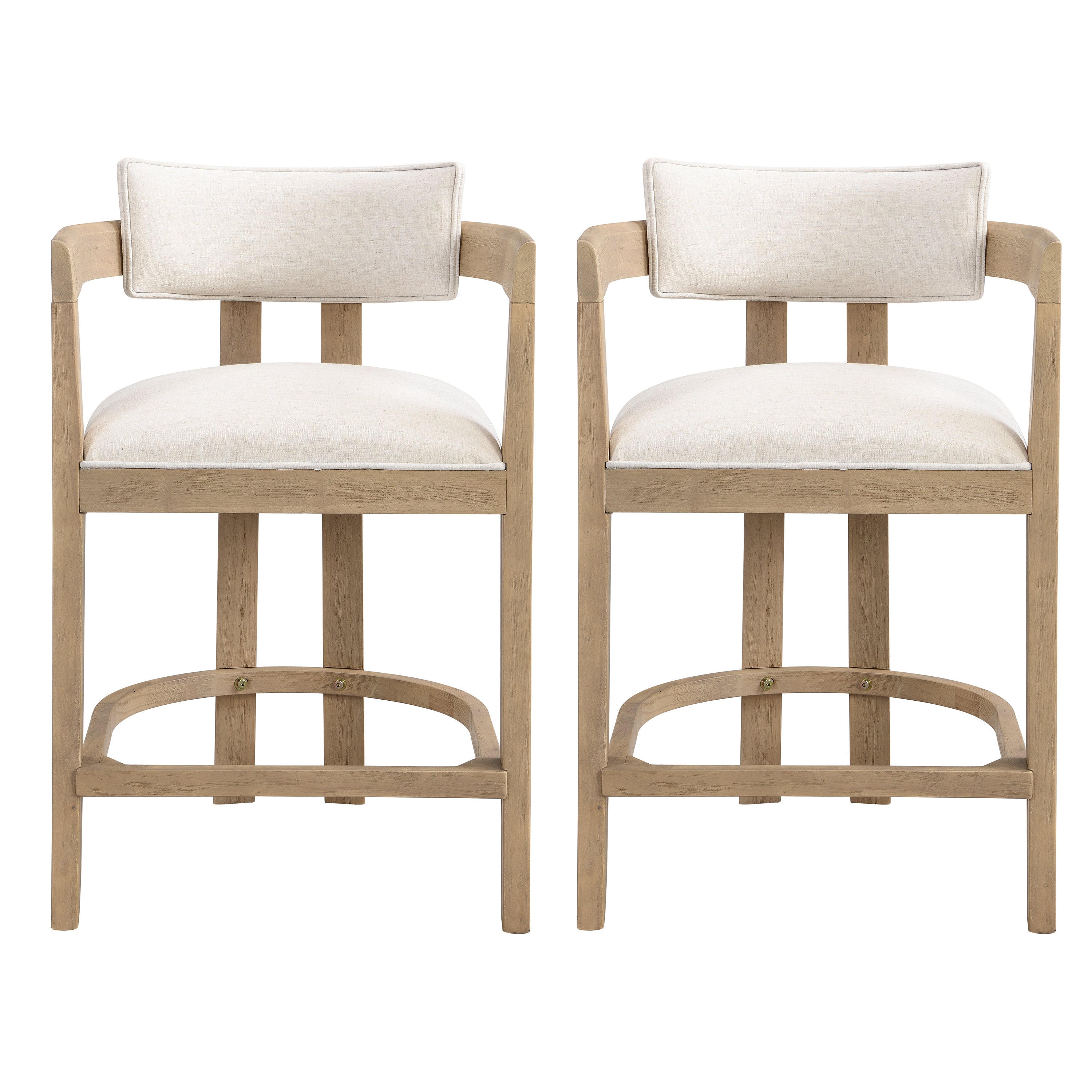 Set of 2 Upholstered Counter Stools — [variant:N872P375625A] Beige,Natural Ash image 2