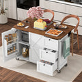 [variant:N853P379579W] Farmhouse Rolling Kitchen Island with Drop Leaf – White, 54.5-Inch image 1