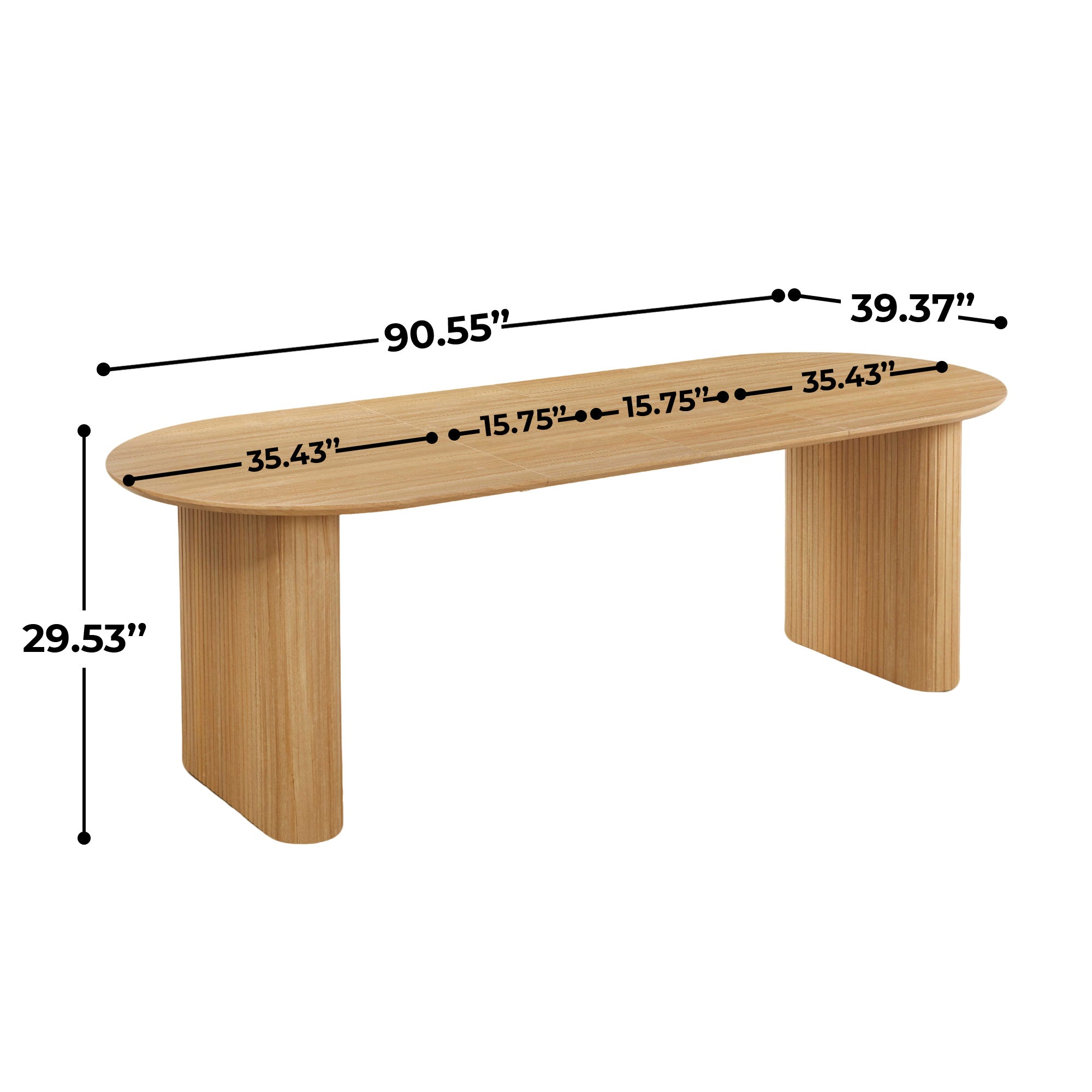 Extendable Oval Dining Table – Oak or Walnut — [variant:W3808S00001] Oak image 5