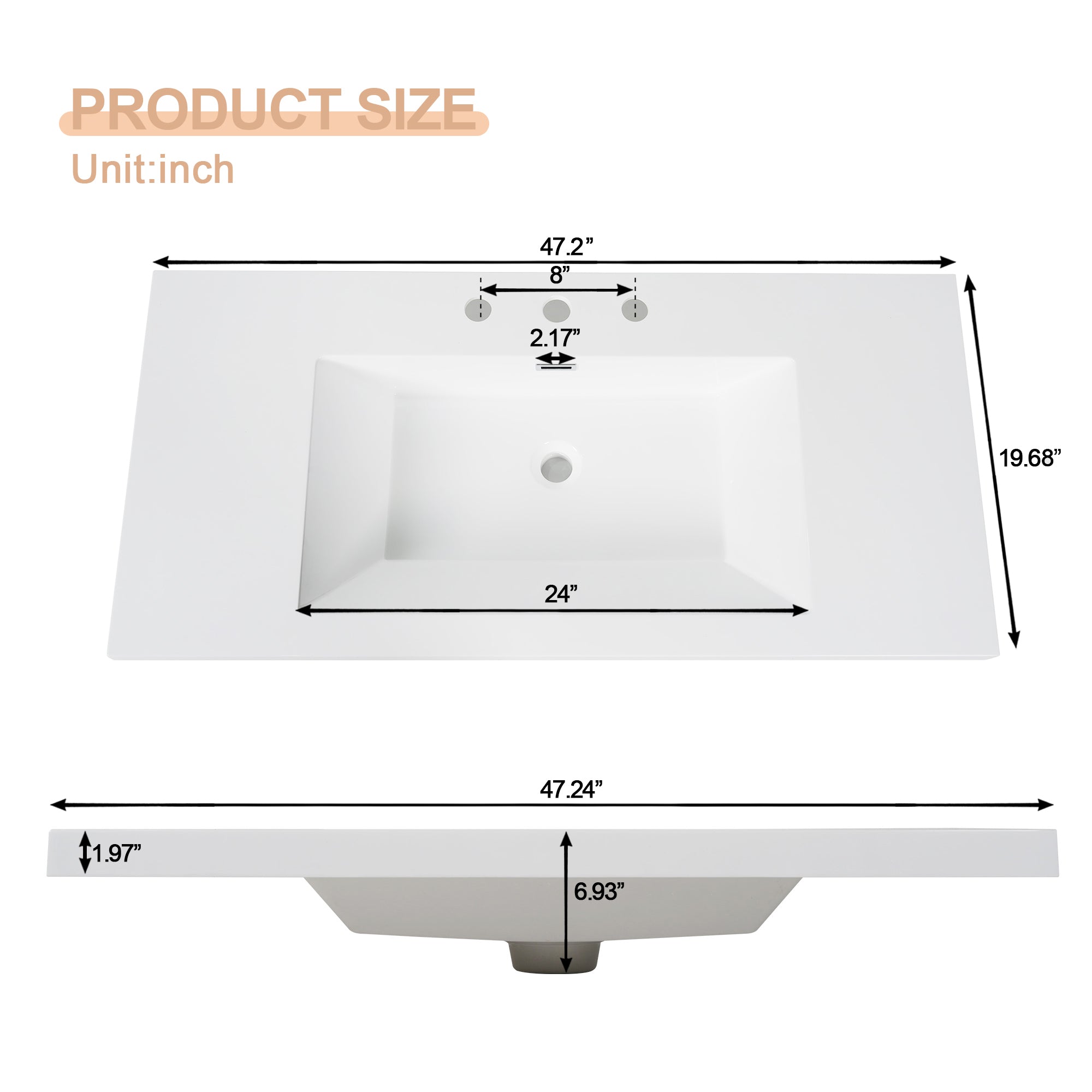 [variant:N729P000036N] Bathroom Vanity with SMC Sink – 47.2-Inch image 22