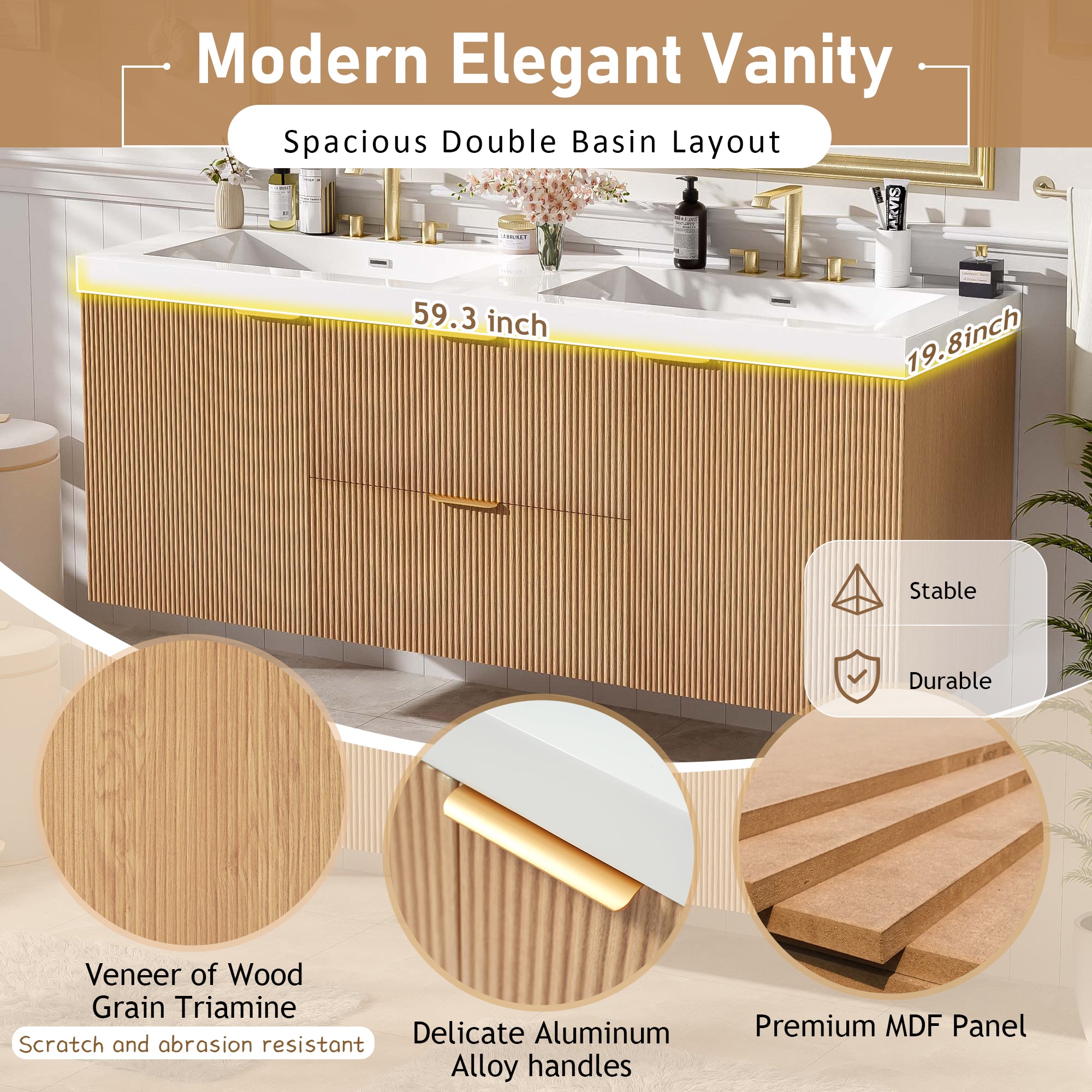 [variant:N729P000007N] Double-Sink Bathroom Vanity with SMC Top – 59.3-Inch image 5