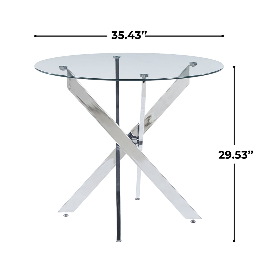 Glass Dining Table – Square or Round — [variant:W3808P395783] Chrome – W3808P395783 image 5