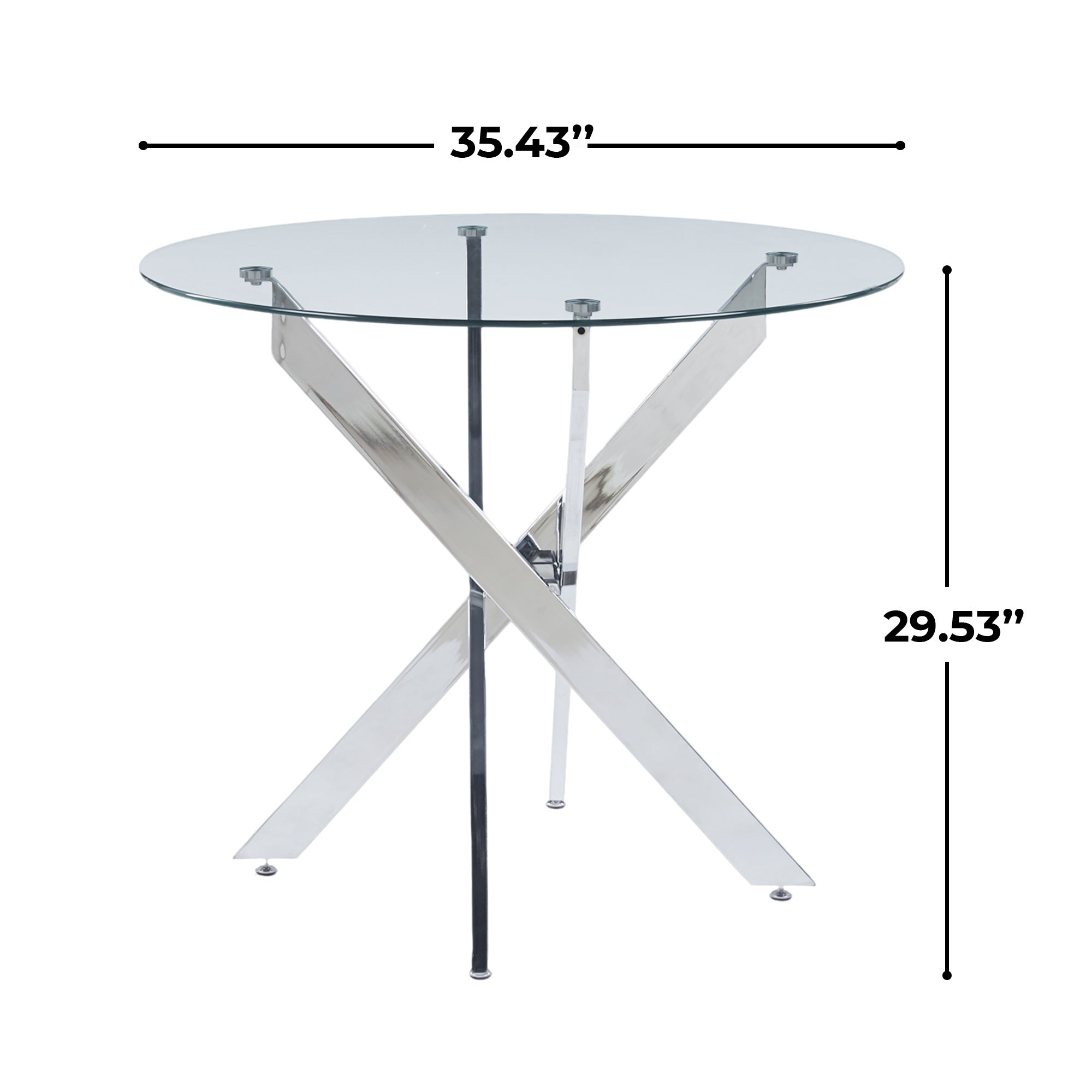 Glass Dining Table – Square or Round — [variant:W3808P395783] Chrome – W3808P395783 image 5
