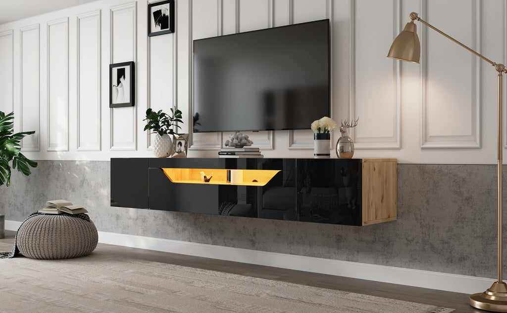 [variant:N892P428793Z] Floating LED TV Stand with Storage image 6