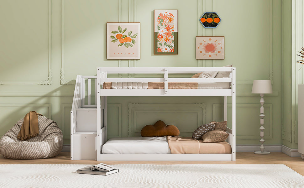 [variant:GX000106AAK] Twin-over-Twin Low-Profile Bunk Bed with Storage Ladder – White image 5