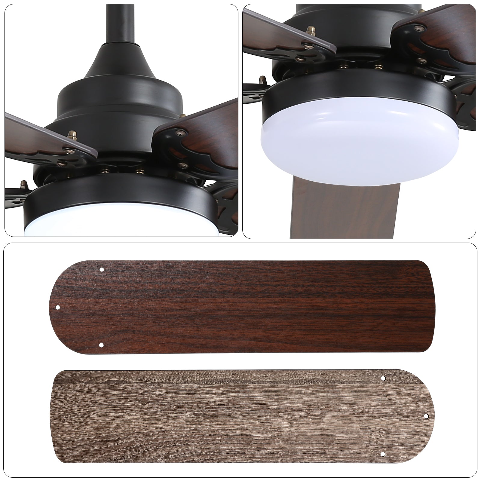 [variant:W5691P515283] Matte Black Ceiling Fan with Dimmable Light – 42-Inch image 5