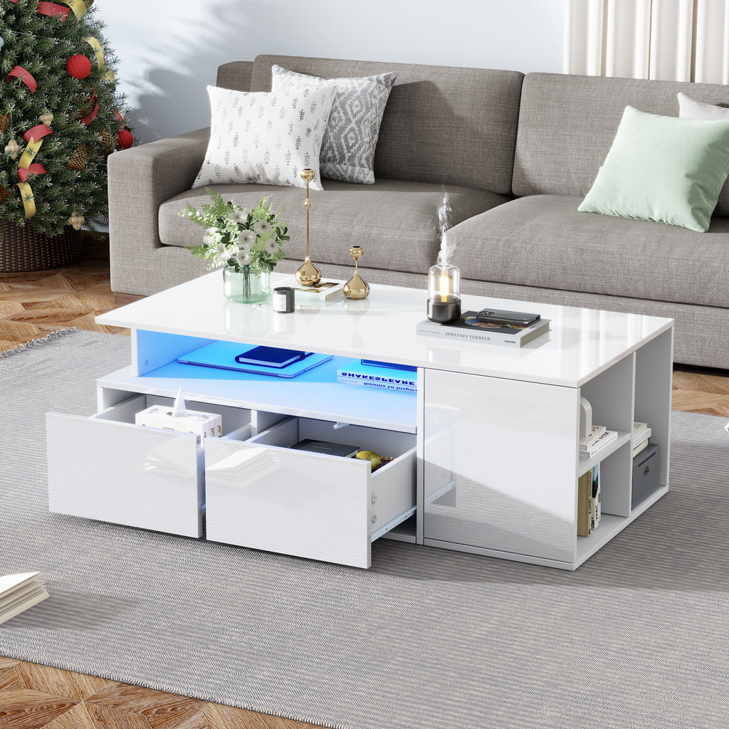 [variant:N892P428788W] High-Gloss LED Coffee Table with Open Storage image 36