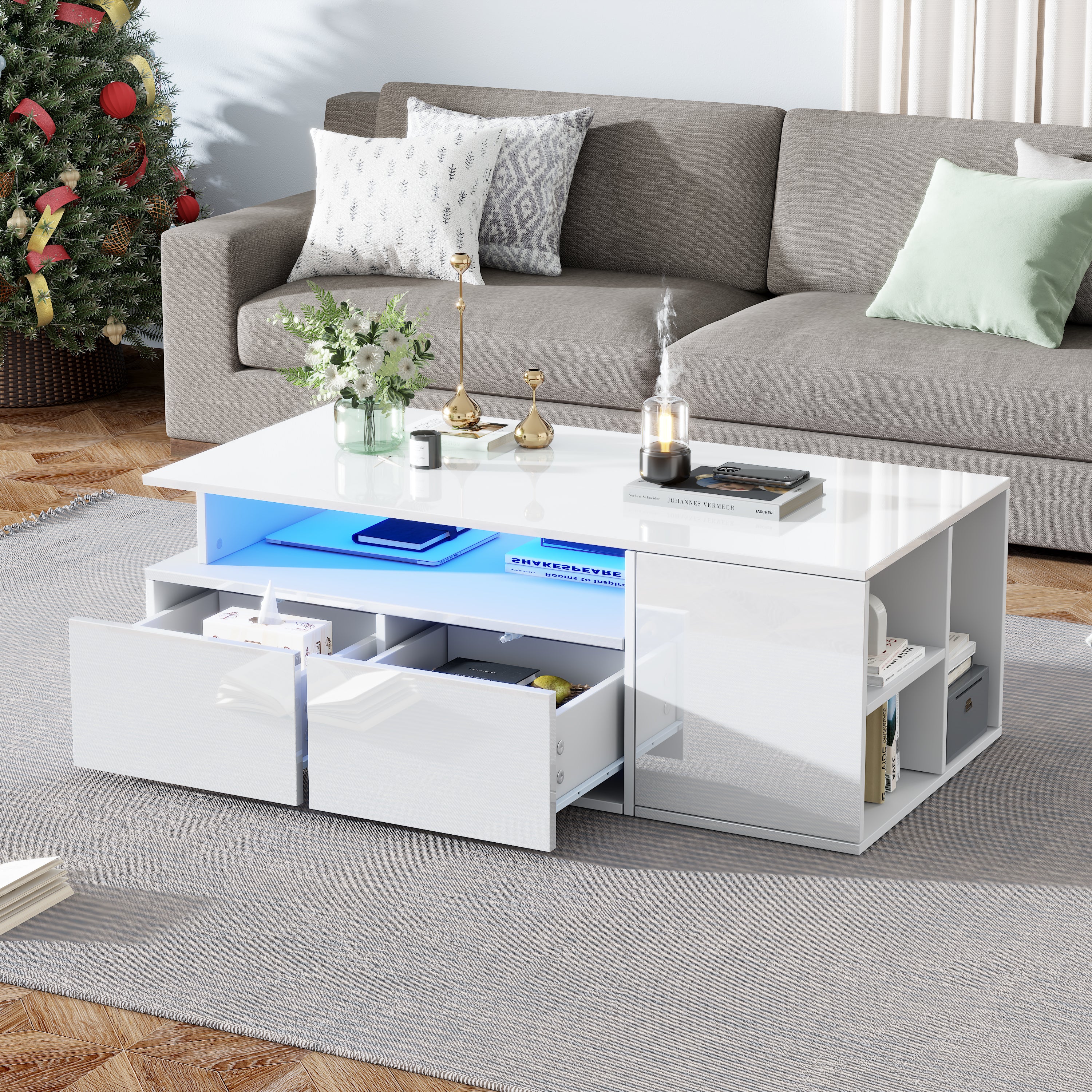 [variant:N892P428788W] High-Gloss LED Coffee Table with Open Storage image 36