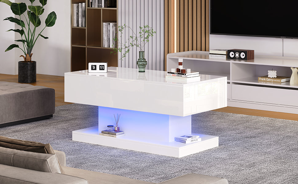 [variant:N892P407974W] High-Gloss Lift-Top Coffee Table with LED Lights image 6